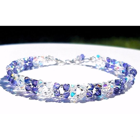 Tanzanite Preciosa Crystal Anklet/ Sparkling Womens Crystal Ankle Bracelet - Picture 1 of 1